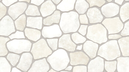 Poster - White Stone Cladding Wall Texture Irregular Shapes Pattern Background Seamless Tile Surface