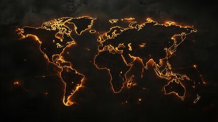 Poster - Glowing Minimalist World Map, showcasing elegant connections between continents, emphasizing simplicity and global connectivity