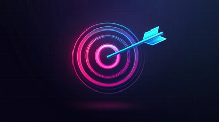 Poster - Glowing Target Icon with Gradient Background, a minimalist design featuring a luminous target symbol on a smooth color transition backdrop