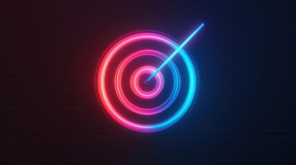 Poster - Glowing target icon on smooth gradient backdrop, minimalist design, vibrant edges, modern aesthetic, ideal for digital interfaces, user engagement