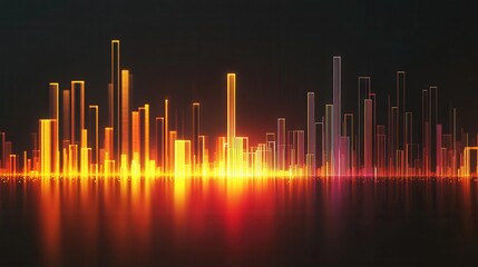 Poster - Glowing Minimalist Abstract Bar Chart, vibrant colors, sleek design, modern data visualization, dynamic and engaging presentation