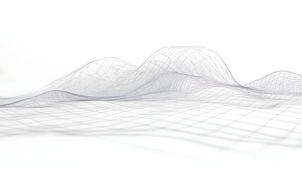 Poster - Wireframe Landscape Mesh Topography Grid Geometric Surface Design Abstract 3D Background in White