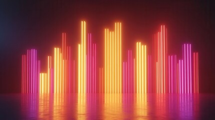 Poster - Futuristic Minimalist Bar Graph, glowing thin lines, vibrant accents, sleek design, modern data visualization, tech-inspired aesthetics