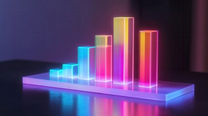 Poster - Futuristic Minimal Bar Graph, sleek glowing lines, vibrant color accents, modern design, data visualization, dynamic aesthetic