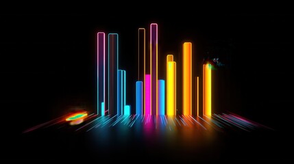 Poster - Futuristic Minimalist Bar Graph, sleek glowing lines, vibrant accents, modern data visualization, dynamic and engaging design
