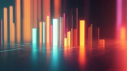 Poster - Futuristic Bar Chart, glowing sleek tones, gradient backdrop, modern data visualization, minimalistic design, vibrant colors, digital aesthetics