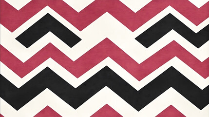 Poster - Zigzag Pattern Abstract Artwork with Red Black and White Design Creative Geometric Decoration