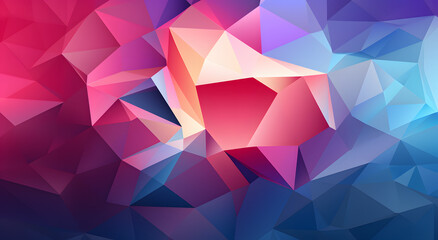 Poster - Abstract Vector Picture. Geometric Triangles in neon Gradient Colors. Panoramic header website illustration banner web modern design space background pattern geometric background blue purple abstract