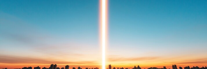 Poster - Illuminated Skyline with Rising Light Beams Contemporary Architectural for Historical Tribute and Urban Development Marketing