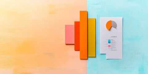 Leinwandbilder - Contemporary Colorful Business Analytics Chart Vibrant Bars on Textured Canvas, Strategic Data Tools for Creative Marketing and Performance Analysis in Modern Workspaces