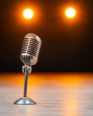Aufkleber - Vintage Microphone Elegance Retro Metallic Design with Stage Lights and Instruments - Event Content and Music Marketing for Entertainment Production