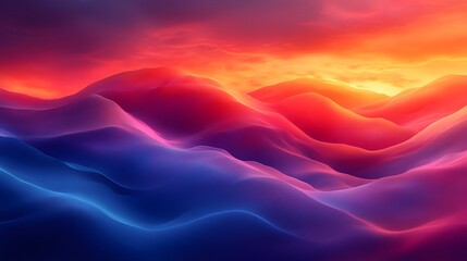 Poster - chromatic horizons, a vivid landscape of gradient waves and colorful skies