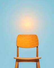 Poster - Scandinavian Mid-Century Chair in Light-Infused Space Modern Workspace Design and Creative Collaboration Furniture for Dynamic Corporate Environments
