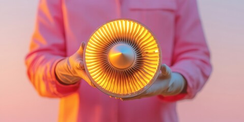 Poster - Vibrant Engineering Aesthetic Aviation Specialist Examines Jet Turbine with Neon Lighting - Commercial Safety Protocols in Modern Aerospace Maintenance