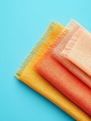 Leinwandbilder - Vibrant Artisanal Textiles Handwoven Linen Fabric on Aqua for Sustainable Fashion and Interior Design - Linking Cultural Heritage with Modern Aesthetics