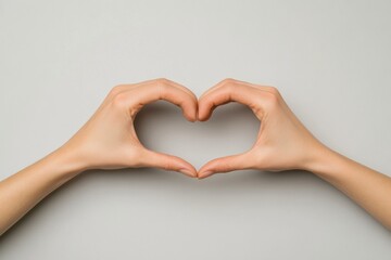 Aufkleber - Minimalist Hand Gesture Art Interlocked Heart Form on Soft-Tone Canvas - Emotional Bonding Visual for Relationship Advocacy and Compassionate Branding