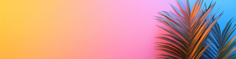 Aufkleber - Neon Geometric Art Glowing Shapes with Silhouetted Foliage on Gradient Backdrop - Futuristic Aesthetics for Modern Design and Interior Decor