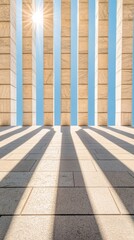 Canvas Print - Architectural Light Play Linear Shadows on Sunlit Stone - Modern Business Aesthetic for Corporate Branding and Innovative Design Visualization