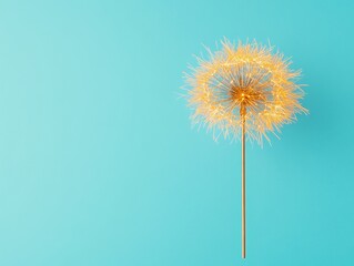 Poster - Contemporary Minimalist Firework Sculpture Golden Spark Burst on Aqua - Modern Artistic Decor for Cultural Celebrations and Dynamic Event Design Trend