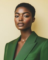 Aufkleber - Midnight Green Suit Trend Young Adult Fashion Model Highlights Textured Elegance in Business and Marketing Campaigns - Versatile Style for Modern Industry Needs