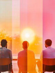 Aufkleber - Dynamic Executive Team in Spectrum-Hued Office Diverse Leadership Collaborative in Open Workspace - Corporate Strategy and Inclusivity for Progressive Business Growth