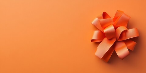 Poster - Modern Festive Minimalism Textured Fabric Bow on Vibrant Orange Background - Seasonal Decor Content for Retail Display and Holiday Marketing Inspiration