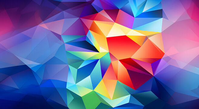 Multicolor polygonal illustration, which consist of triangles. Geometric background in Origami style with gradient. Triangular design for your business. Rainbow, spectrum image.