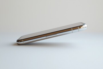 Poster - a sleek silver smartphone, resting on a white surface, showcasing its modern design with a clean scr