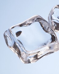 Poster - Minimalist Ice Sculpture Art Crystal Ice Blocks with Frozen Bubbles - Modern Aesthetic for Interior Design and Eco-friendly Visual Marketing