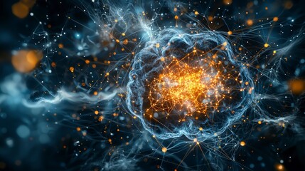 Poster - Visualizing cloud-powered data processes a glowing exploration of technology in a digital environment