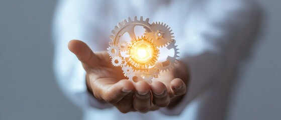 Poster - Interactive Mechanical Gear Visualization Corporate Innovation in Operational Efficiency with Futuristic Graphics for Business Strategy and Process Optimization
