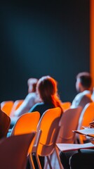 Leinwandbilder - Modern Corporate Gathering Sleek Auditorium with Engaged Professionals - Interactive Knowledge Sharing in Cutting-Edge Business Innovation and Networking Environment