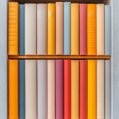 Poster - Minimalist Color-Blocked Book Display Vibrant Hardcover Collection on Sleek Shelving Modern Interior Design and Knowledge-Centric Home Decor