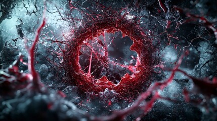 Poster - Dreamlike layers of painful breath abstract science digital art surreal environment close-up viewpoint