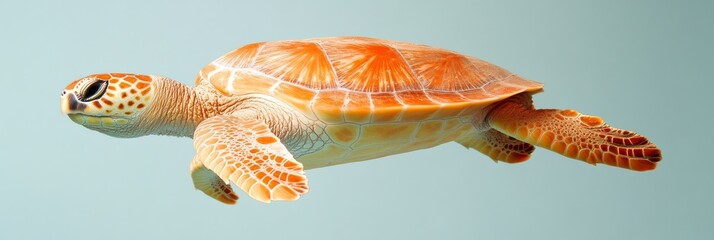 Poster - Minimalist Marine Life Art Sea Turtle in Oceanic Blue - Eco-Friendly Decor and Educational Conservation Visuals for Sustainable Branding