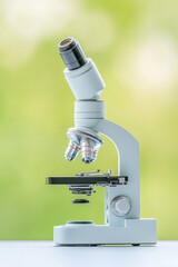 Aufkleber - Scientific Minimalism Sleek Microscope on Glossy Surface - Advanced Research Imagery and Precision Analytics Promotion for Laboratory and Medical Innovation