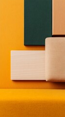 Aufkleber - Mid-Century Modern Textiles Bold Geometric Fabric Designs in Wood and Canvas - Dynamic Office Spaces and Creative Workplace Interiors for a Vibrant Aesthetic