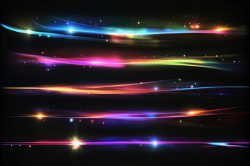 Aufkleber - series of colorful lines with stars in the background. The lines are bright and colorful, creating a sense of movement and energy. The stars add a sense of depth and dimension to the image. Overall