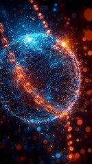 Poster - glowing blockchain inspired global network symbolizing decentralization and trust