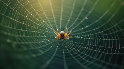 Intricate Spiderweb with Tiny Spider