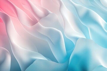 Poster - A flowing abstract background with soft, pastel hues transitioning from pink to white to blue, creating a delicate and airy, visually captivating and elegant design.