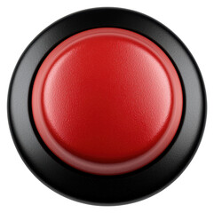 Poster - Elevated Glossy Red Button with Detailed Texture on Transparent Background View