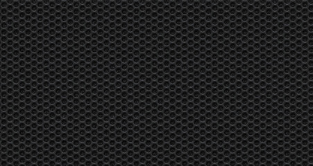 black abstract grainy circle honeycomb grid loudspeaker mesh on polyfoam background