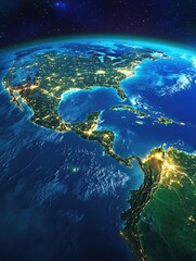 Wall Mural - Earth at Night from Space