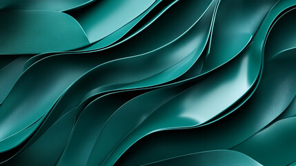 Poster - Fluid curves of teal creating an elegant abstract composition that captivates the viewer's imagination