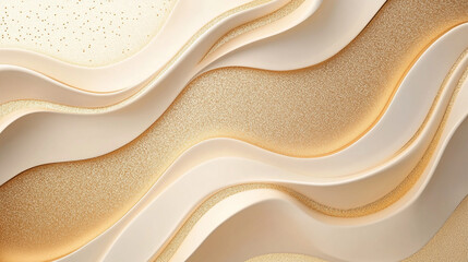 Poster - Elegant waves of gold and cream flow seamlessly together in a mesmerizing abstract design