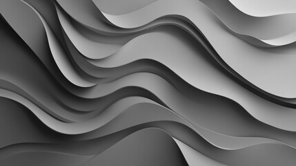 Poster - Waves of monochrome elegance create a mesmerizing abstract landscape in shades of gray and black