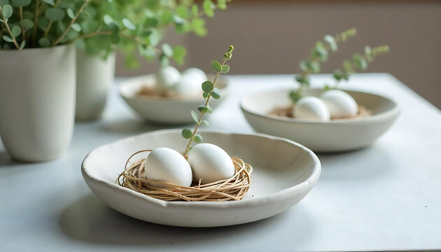 Elegant Easter Nest A Chic Table Arrangement with Chocolate Eggs & Succulents, Happy Easter Greeting Card with Easter Egg and Flowers. Easter Concept, happy easter 2025, generative ai
