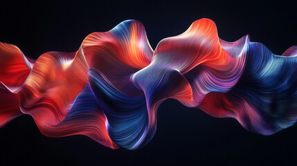 Poster - Vibrant Waves of Color Dance in a Dark Space Creating a Mesmerizing Visual Experience