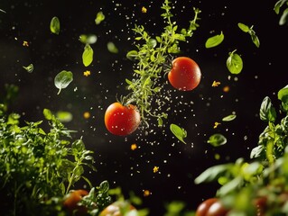 Wall Mural - Fresh Tomatoes Falling